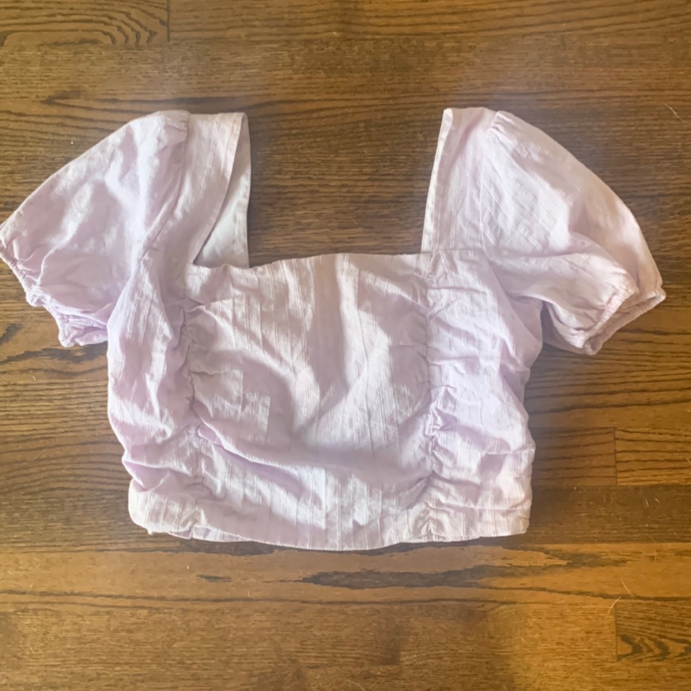 Lost + Wander purple puff sleeve top, size large